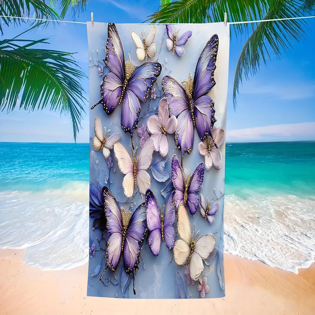 Vintage-inspiriertes buntes Schmetterlings-Mikrofaser-Strandtuch - Schnell trocknend, leicht & saugfähig Badetuch für den Sommer