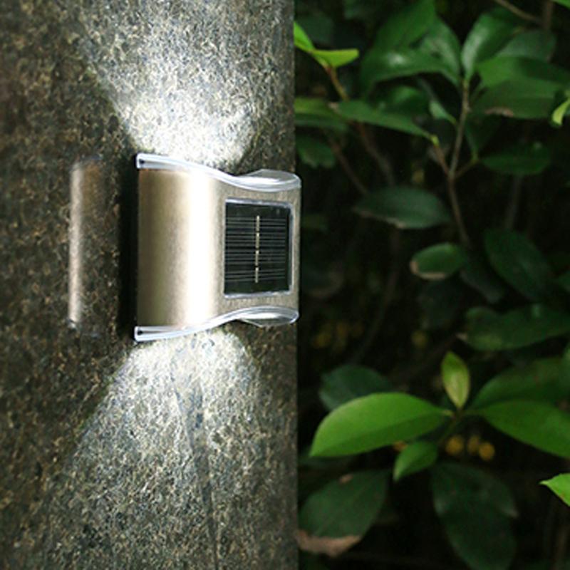 6LED Solar Wall Light Up/Down Lighting Waterproof Stainless Steel for Pergola Yard Garden Fence Villa Outdoor Wall Decoration