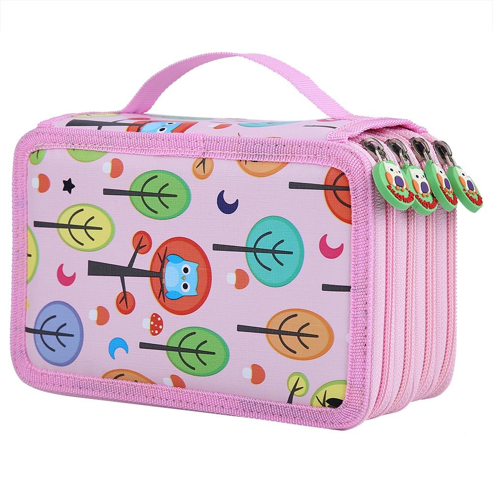 72 Slots Colorful Student Fabric Pen Bag Pencil Pouch Box Sketch Drawing Brush Holder