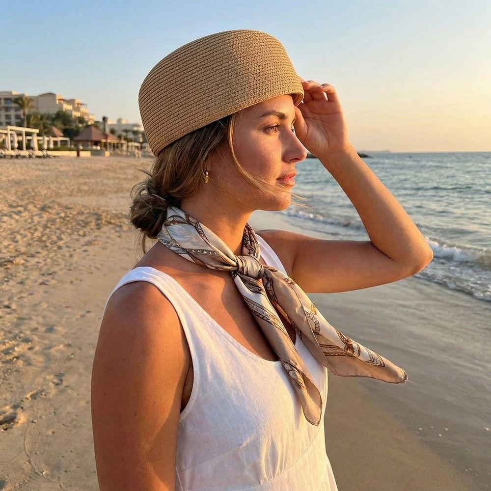 Classic Straw Beret Hat Elegant Fedora Hat Fashion Sun Hat Summer Wear