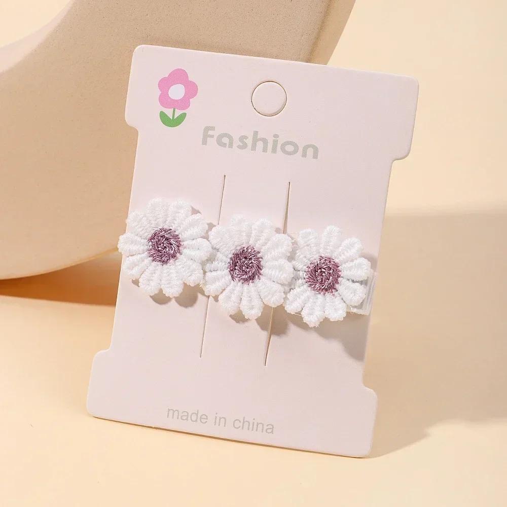 1/2/5 set Ins Daisy Flower Hair Clips Baby Girl Hairpins for Kids Lace White Barette Princess Hooks Infant Accessories Korean