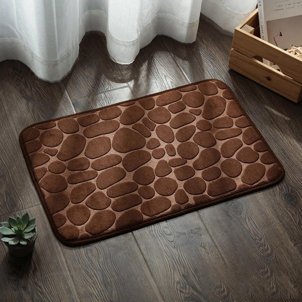 HOMZY Bathroom Bathtub Water Absorption Non-slip Floor Rug Bath Mat Doormat Cobblestone Embossed Washable Carpets