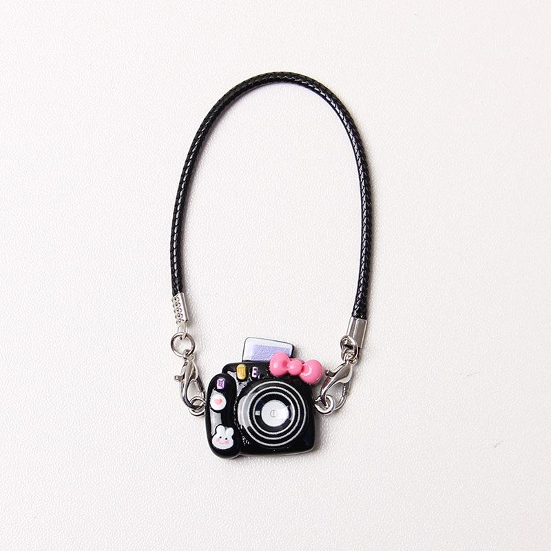 Dollhouse Mini Cartoon Model with Camera, Bow Tie, and Lanyard Pendant