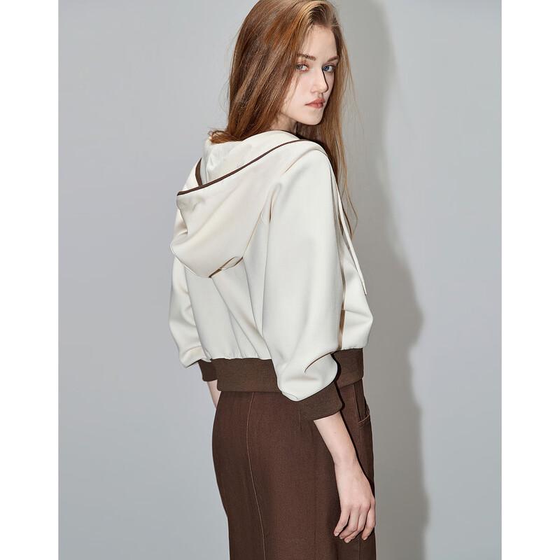 Женская укороченная куртка Demana с капюшоном, color-block, в рубчик M