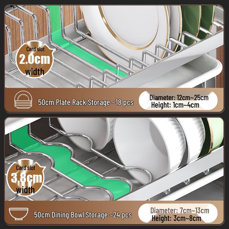 Yuzhuxun Nordic Style Double-Layer Stainless Steel Dish Drying Rack