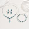3/4pcs Sweet Romantic Style Colored Zircon Inlaid Women's Necklace Earrings Bracelet Set Banquet Dress Elegant Accessories