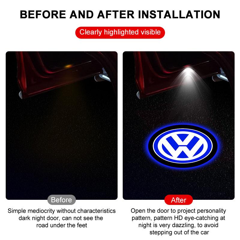 2Pcs Led Car Door Logo Emblem Welcome Light sticker For VW Golf 7 MK7 Tiguan MK2 For Volkswagen Polo B5 B6 B7 T4 T5 Golf 4 5 6