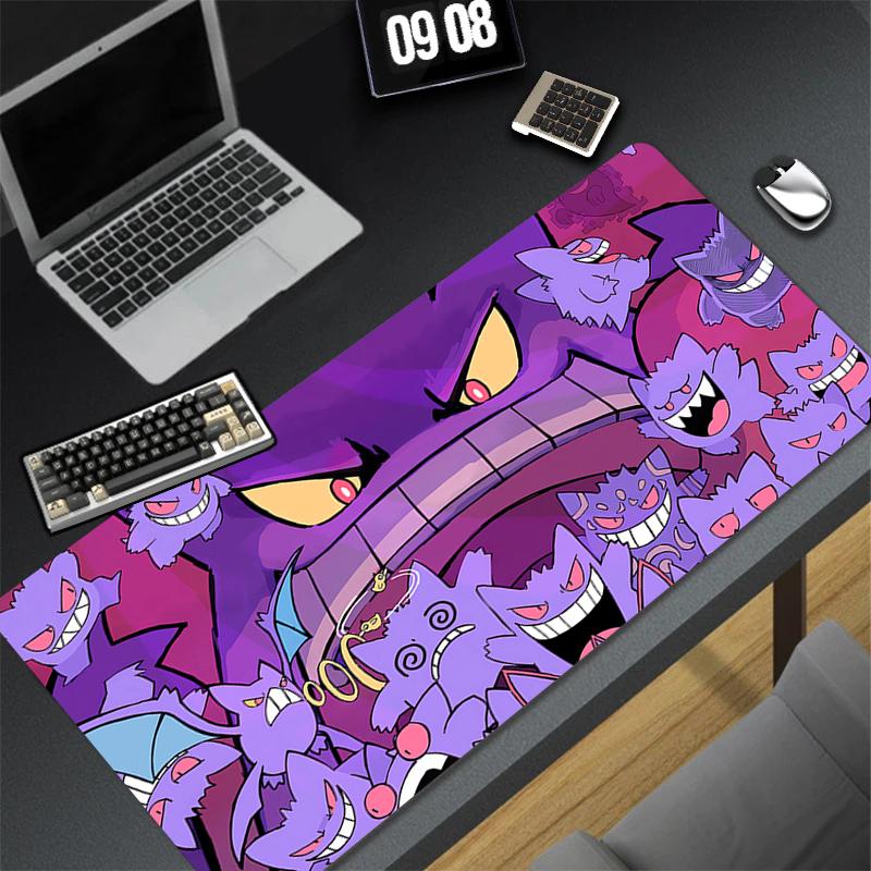 Mouse Pad Gaming Mousepad Rubber P-pokemonS Black Desktop Mat Non-slip PC Laptop G-gengar Gamer Accessories Keyboard Pad Carpet
