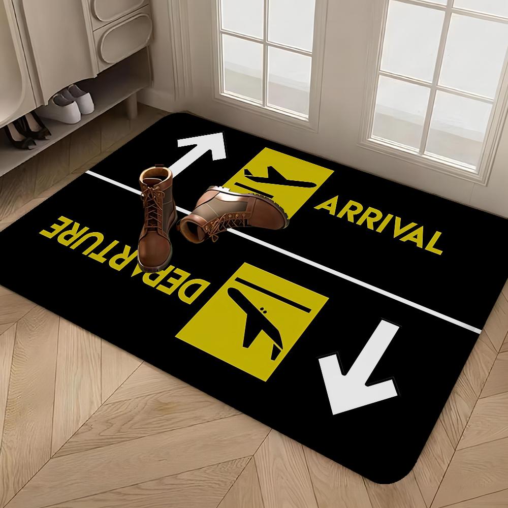 Arrival And Departure Flight Airport Floor Mat Rectangle Anti-slip Home Soft Badmat Front Door Outdoor Mat Welcome Doormat