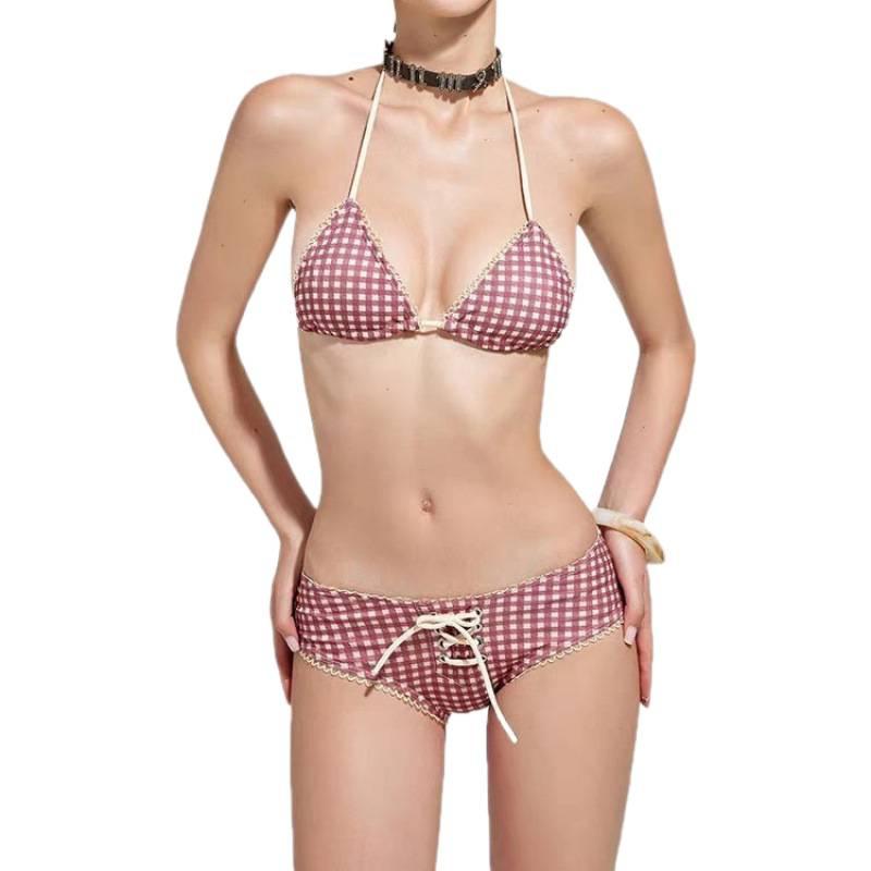 1111 swimsuit female cute girl retro polka dot pure desire sexy hottie bikini three-piece swimsuit