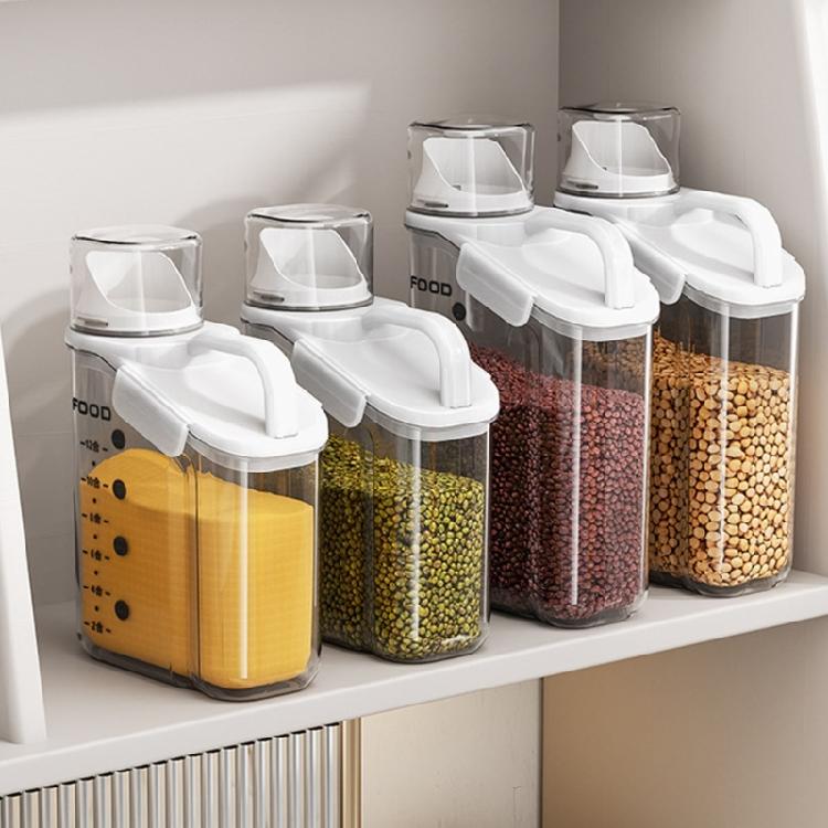 Transparent Bulk Food Container with Pouring Spout Nonslip Handle Box Large Capacity Storage Bin For Snacks Pet Food