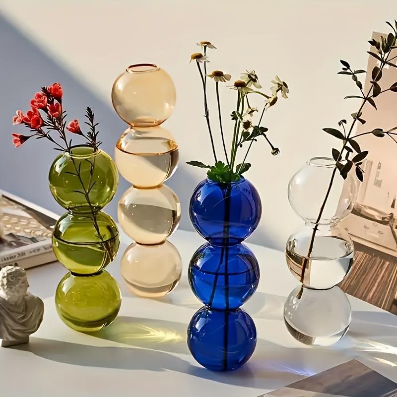 Nordische Glasblasen-Vase - Klarer Hydrokultur-Pflanzgefäß für Heim-Schreibtischdeko, Niedliche Einfache Geschenkidee & Blumengesteck-Dekoration