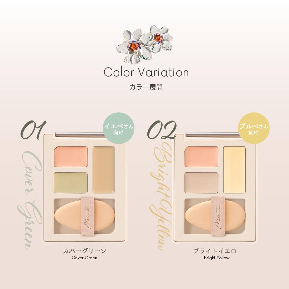 MilleFee Secret Concealer Palette (01 Cover Green) - For warm undertones, redness, and dark circles. MilleFee Cosmetics.