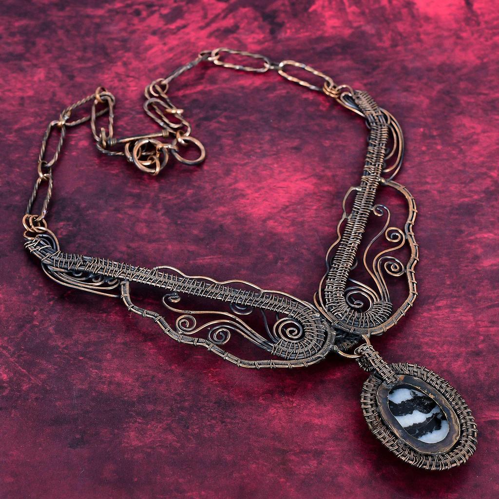White Buffalo Turquoise Necklace Copper Wire Wrapped Jewelry Adjustable Necklace Rainbow Moonstone Necklace