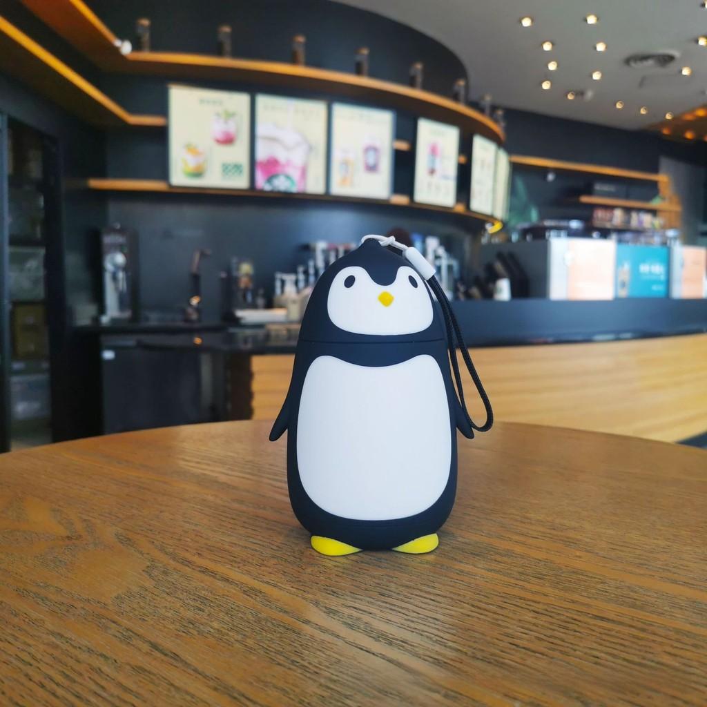 Cartoon Penguin Insulated Flask With Stainless Steel Inner For Gifts Dark Black
