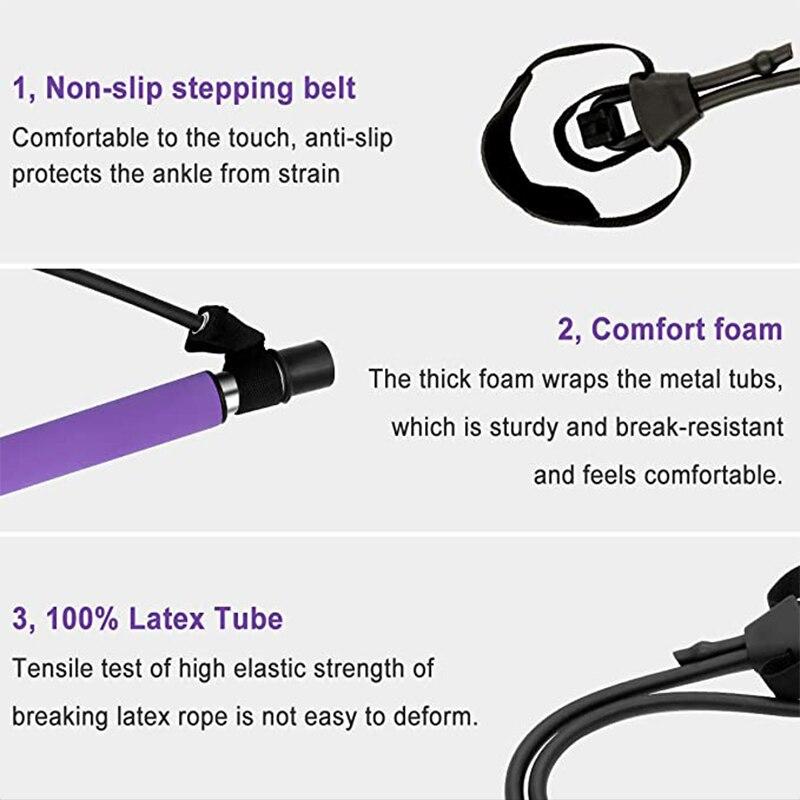 Portable Pilates Bar Kit Adjustable Exercise Stick With Resistance - View #3