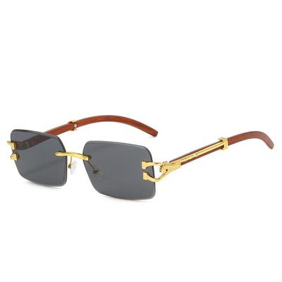 2023 Frameless Square Retro Sunglasses for Men & Women - Leopard Metal Design
