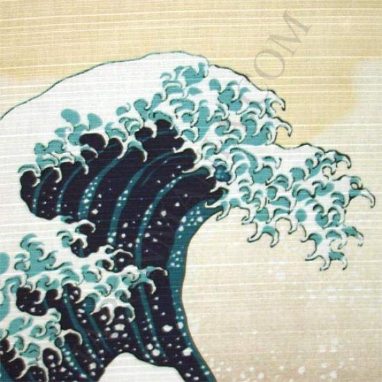 Musubi Furoshiki Sumida Waves and Made in (Wrapping Cloth), Large, Approx. 105cm, River, Mt. Fuji, Beige, Japan, 20716-302