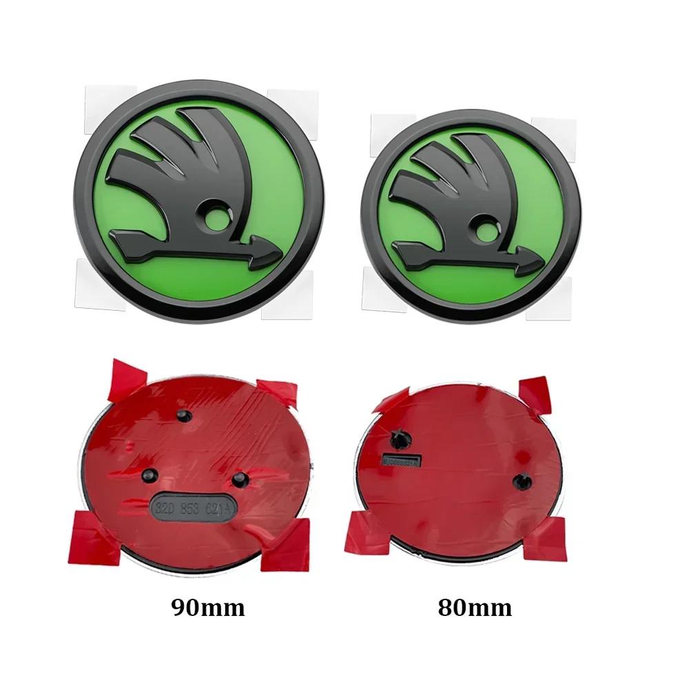 2025 Hot 2Pcs 80mm 90mm Emblem For Skoda Fabia 1 2 Octavia a7 RS Superb Rapid Yeti Karoq Vision Car Head Front Rear Boot Tailgat