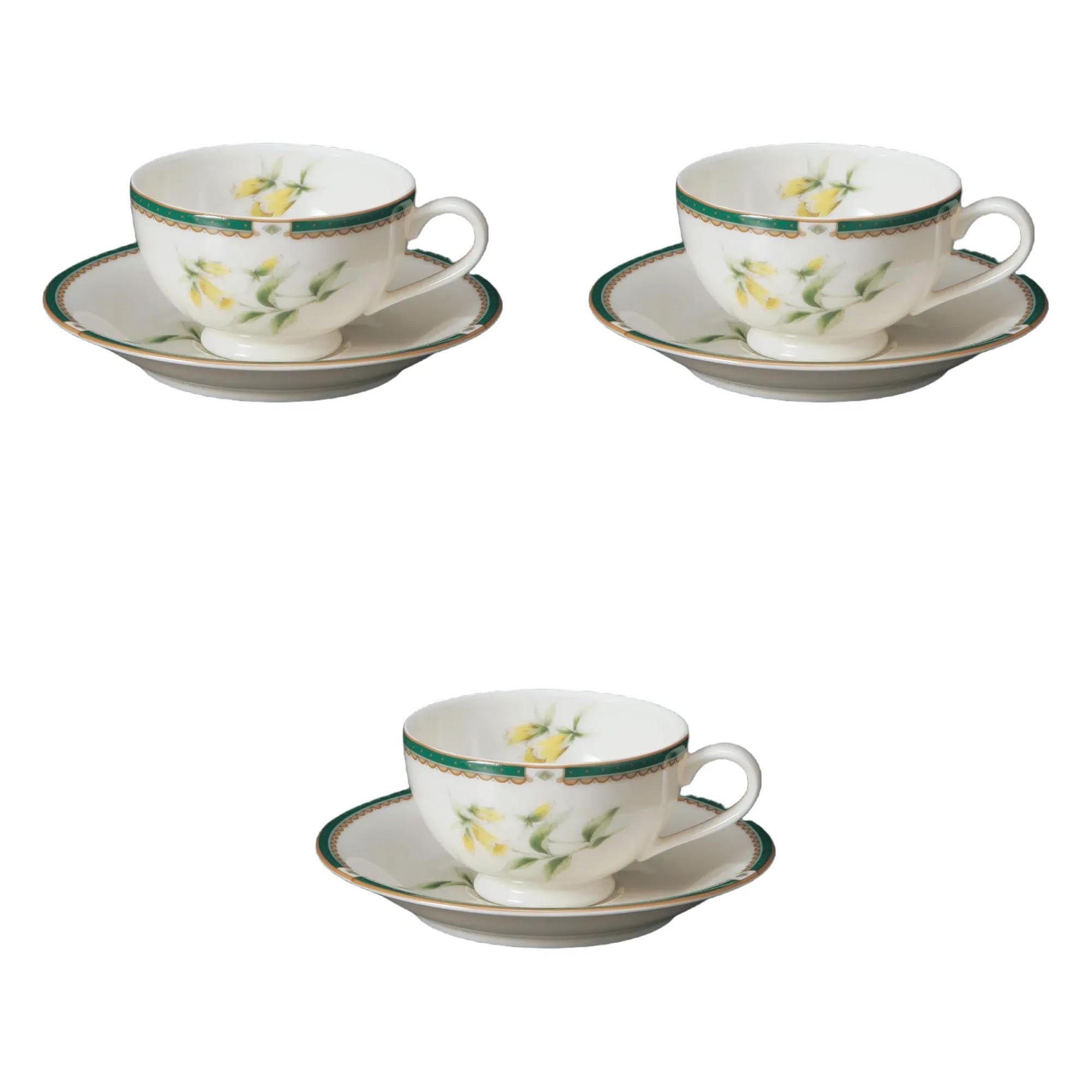 

Set of 3 NB Herbal Black Tea Cups and Saucers x 9 x Fuse Ware Cups and Saucers by Setomonohonpo [11.5 5.5 cm, 200cc]