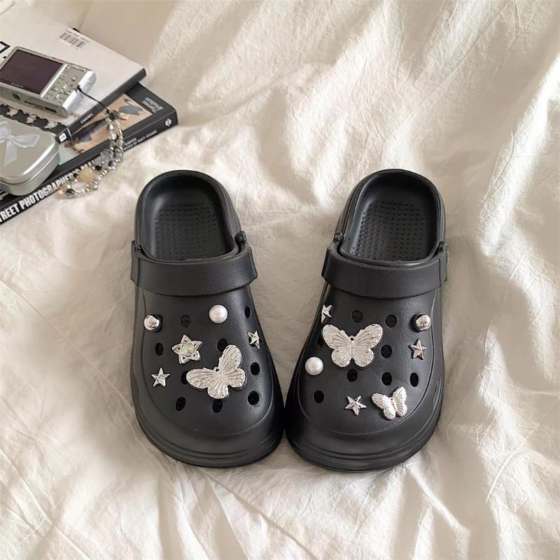 Big Hair Girl Sweet Cool Bow Hole Shoes Women Summer Wear Thick-soled Non-slip Bag Head Beach Sandals