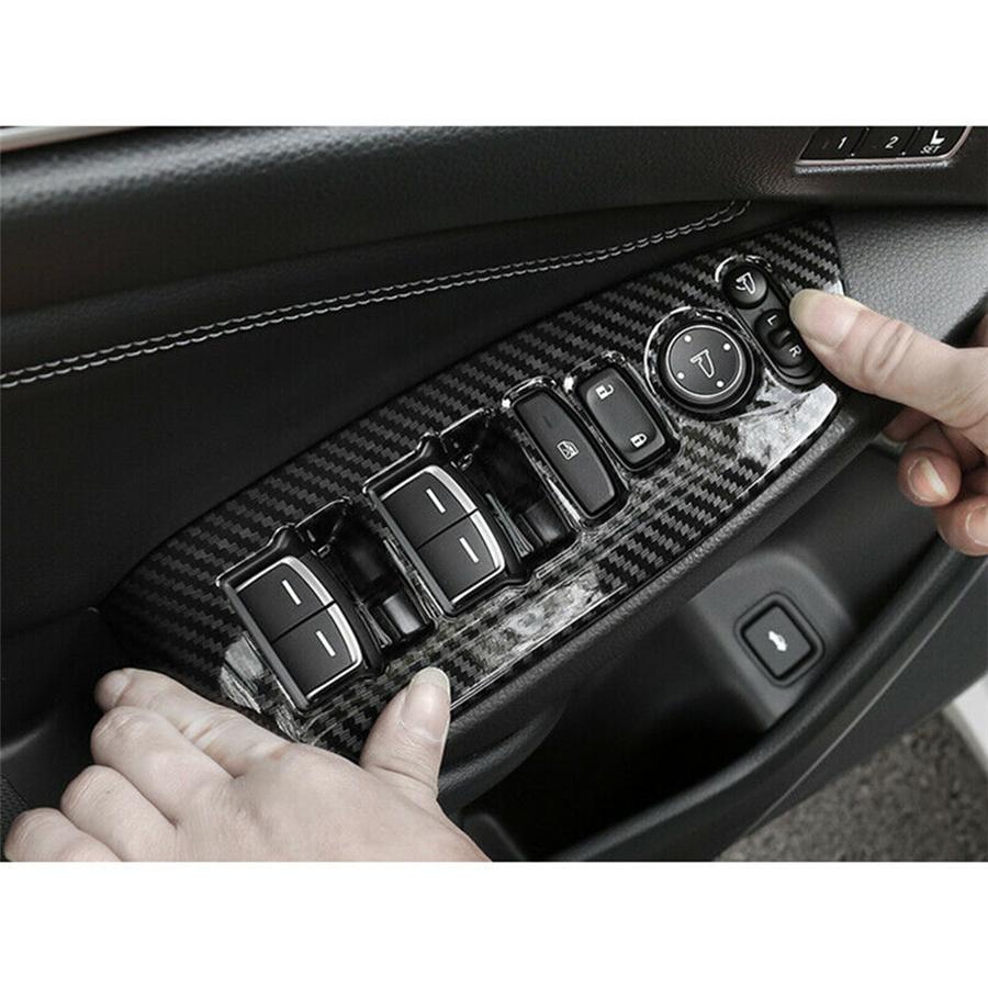 4Pcs Carbon Fiber Look Window Switch Panel Cover Trim For Honda Accord 2018-2021