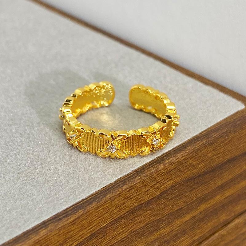 Blind Box Gold Medieval Vintage Retro Full Diamond Zir*****Pening Ring Enamel Dripping Oil Personality Ring Adjustable opening