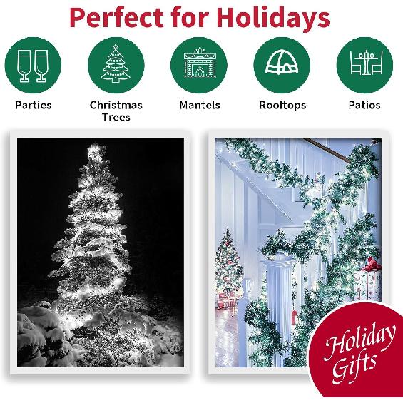 String Lights White, 49ft 306 LED 9mm Frosted Globe String Lights, 11 Modes Christmas Globe Lights, Xmas Tree Ball Lights Outdoor Mini Globe Light