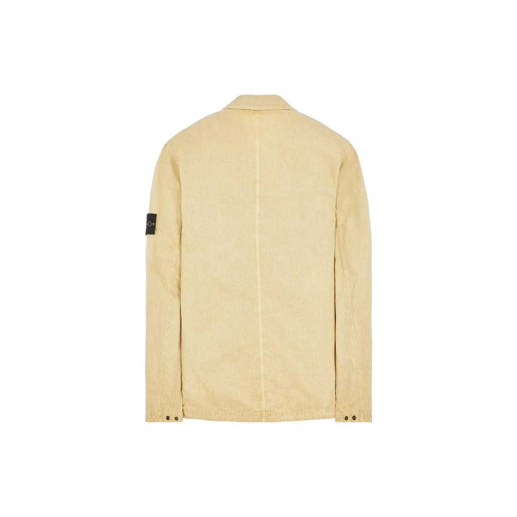STONE ISLAND FW23 Organic Cotton Solid Color Logo Washed Vintage Double Pocket Collar Long Sleeve Jacket Shirt Unisex Jacket Beige 7915102WN-V2035