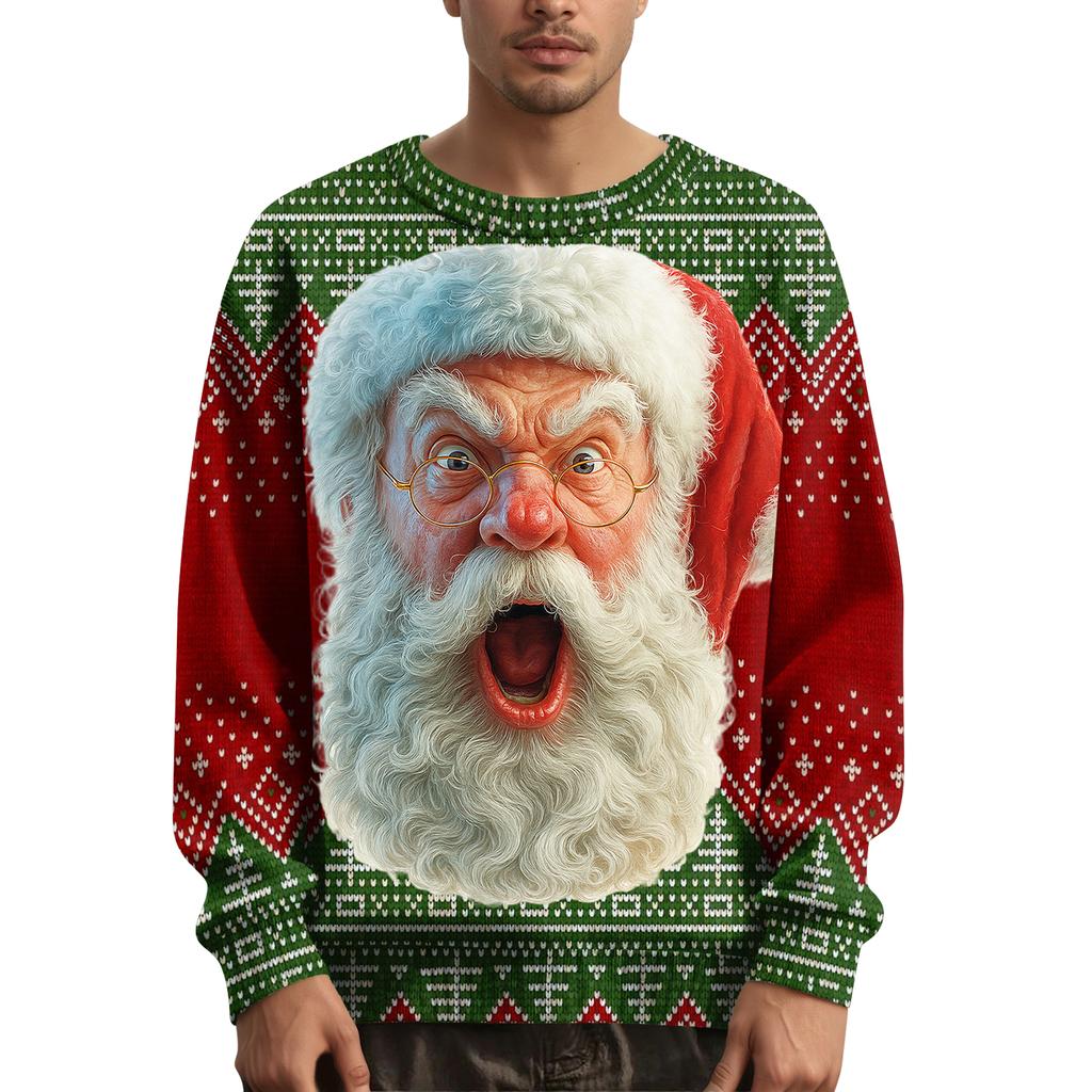 Herren Weihnachts Pullover mit bedrucktem Kragen