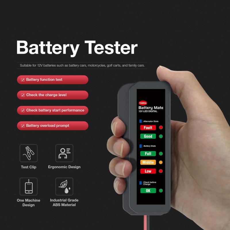 Car Diagnostic Tool Durable Portable 6 Led Lights Display Car Accessories Car Auto Battery Tester Universal Car Battery Tester