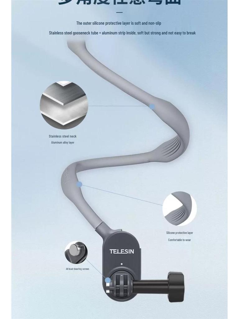 Taixun Magnetic Neck Holder for Insta360 X2/X3, GoPro 11, and Smartphones - Ideal for Cycling and Action Cameras.