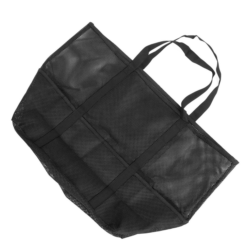 Mesh Beach Bag with 8 Pockets Waterproof Large Capacity Portable Handle Mesh Pool Bag for Vacation Swimming Black