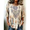 Women's Spring Summer Drawstring Blouse, Boho Tie-Dye Mandala Print Casual Tops for Daily Street Holiday Dating & Leisure Outfit