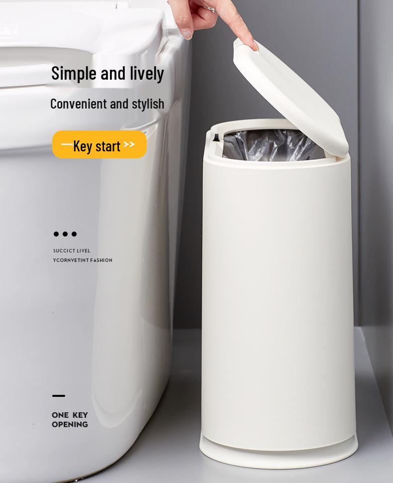 Large Capacity Bathroom Trash Can with Lid for Kitchen, Living Room, Bedroom, or Toilet - High Appearance Paper Basket