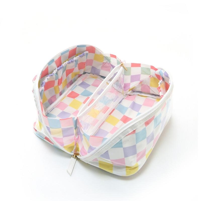 Clear PVC Makeup Case with Carry Handle, Top Closure Toiletry Bag for Bathroom Counter, Daily Packing, Home Use