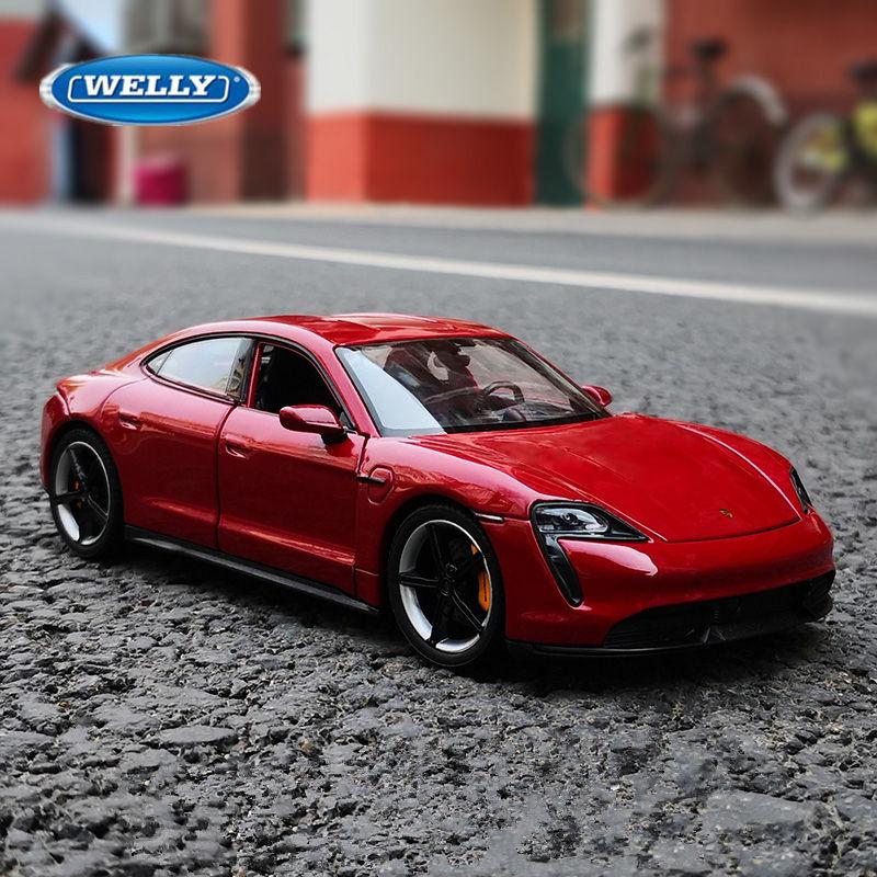 Welly 1/24 Porsche Taycan Turbo S Alloy Sports Car Model Diecasts Metal New Energy Vehicles Car Model Simulation Kids Toys Gifts