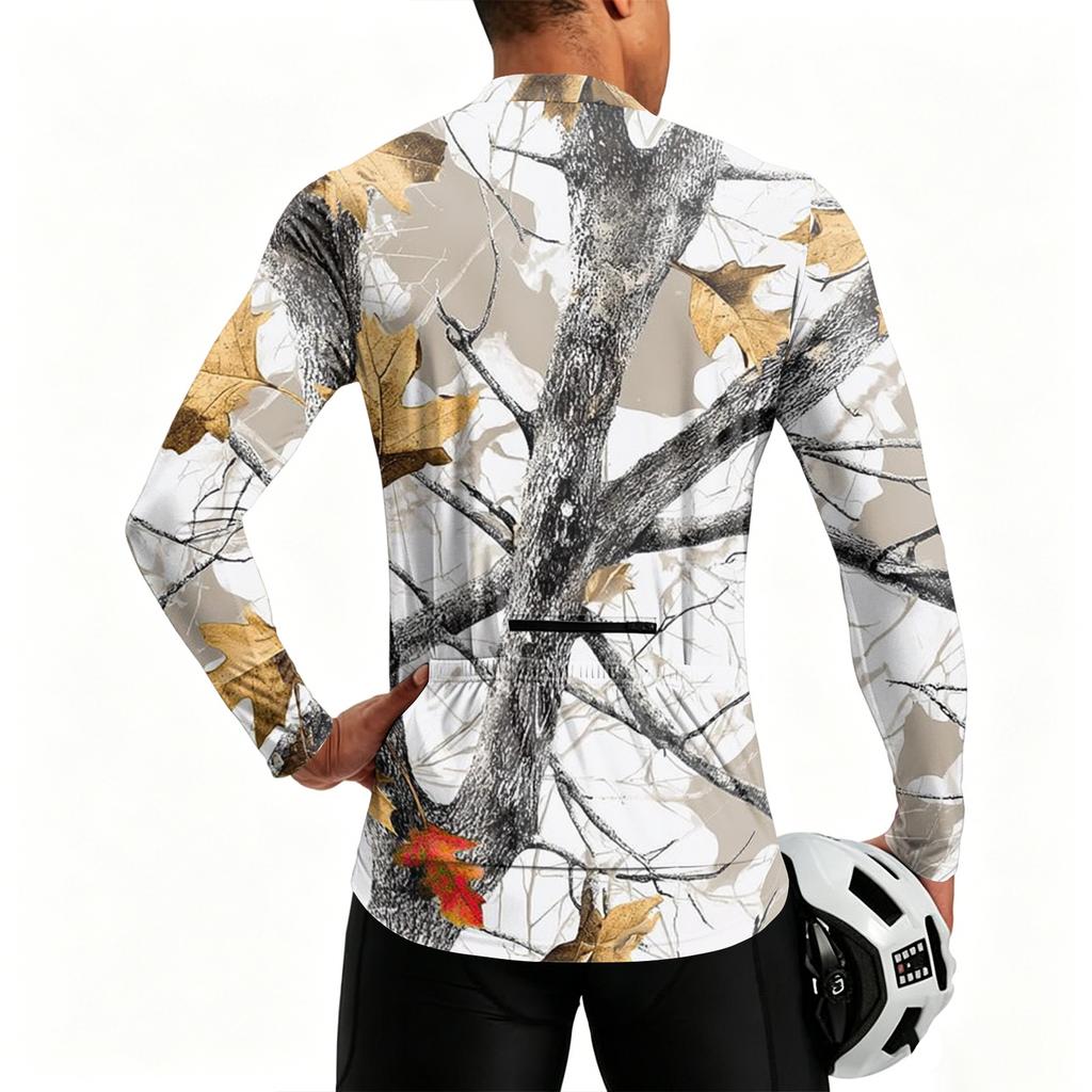 Men's Long Sleeve Cycling Jersey Breathable Quick Dry Half Zip Pullover Lightweight Athletic Shirt for Outdoor Sports