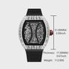 Top Brand Men's Automatic Mechanical Watch Fashion Tonneau Case Luminous Pointer Diamond Skeleton Watch