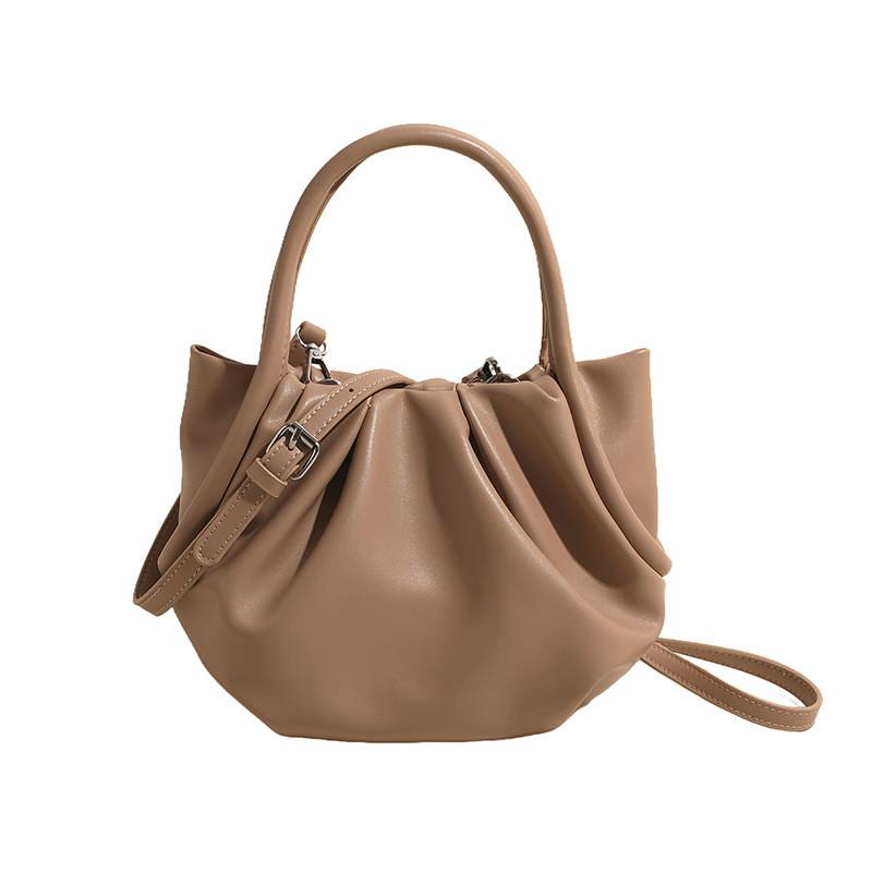Ielgy Korean Version Simple All-Match Pleated Bag Fashion Shoulder Handbag Casual Bucket Bag