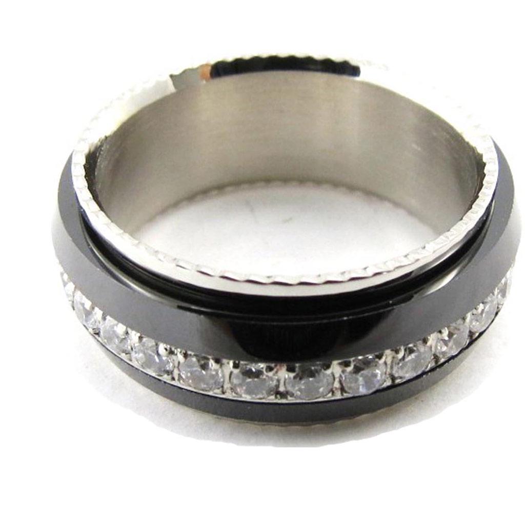 Men's Ring 'Peaceful' Steel Black Ceramic - 9 Mm