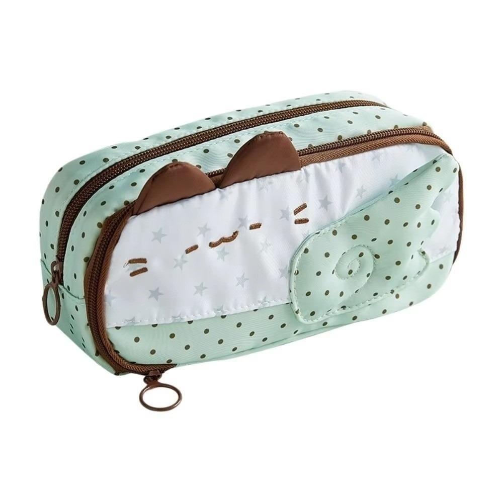 Cat Ear Design Pen Bag Polka Dot Pattern Stationery Bag Korean Style Pencil Pouch  For Students