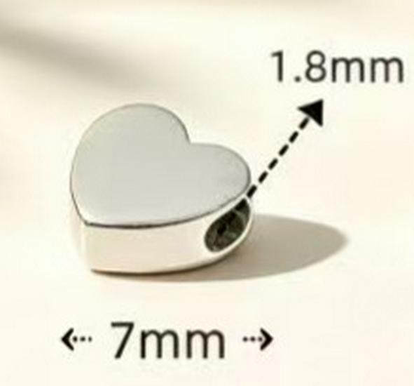Stainless Steel Heart Pendant Beads for DIY Necklaces & Bracelets - Smooth Surface, Horizontal Hole