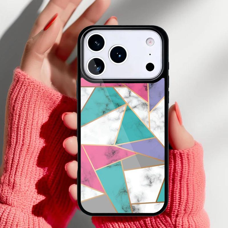 Marble Geometric Art Phone Case for iPhone 17 16 15 14 13 Pro Max Back Cover for 12 11 Pro Coque
