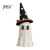 Gifts for Halloween Light Up Ghost Decoration, Cute Spooky Witch Hat Figurine, Festive Holiday Party Decor Resin LED Lighted Statue Mantel,