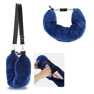 2 In 1 Travel Pillow U Shaped Neck Support and Fluffy Fillable Pillowcase Portable with Carrying Bag for Car Plane Train Camping