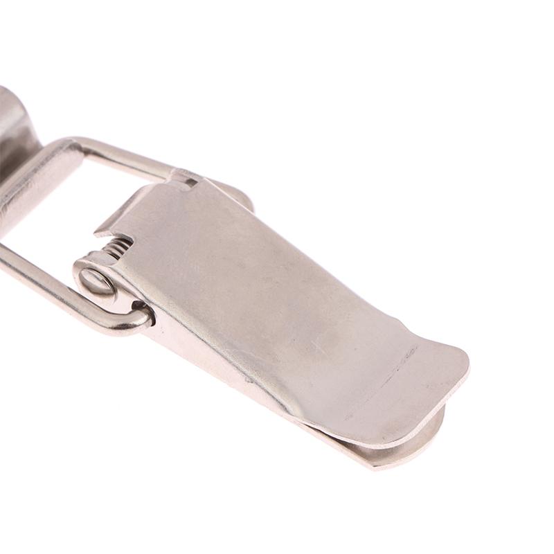 Stainless Steel Spring Loaded Draw Toggle Latch Clamp Clip Silver Hasp Latch Catch Clasp 90 Degrees Duck-Mouth Buckle Hook Lock