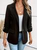 Dames Effen Kleur Lange Mouwen Slim Fit Blazerjas Casual Werkkleding Buitenjas