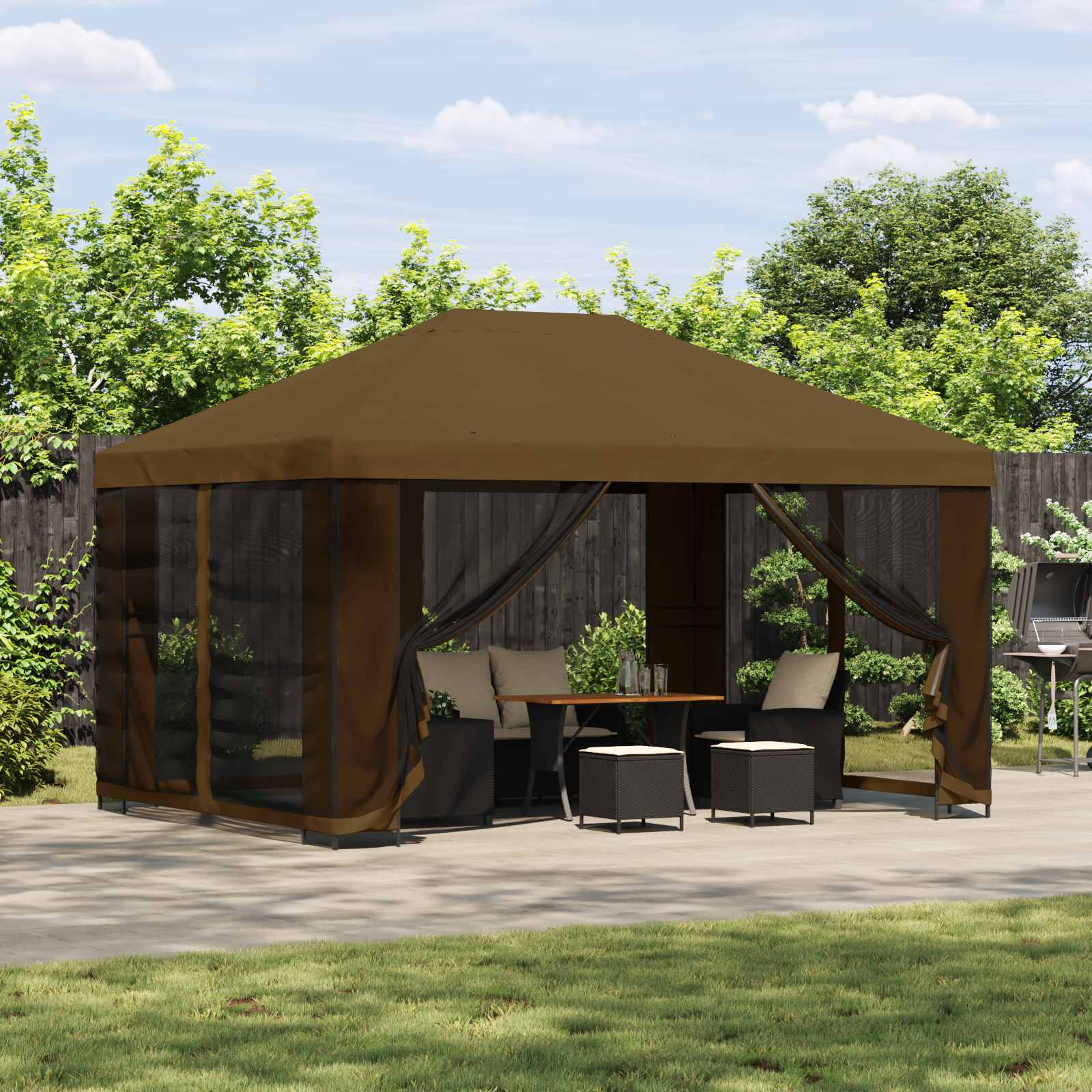 Pavillon 4 x 3 m Taupe Polyester und Stahl 190 g/m²