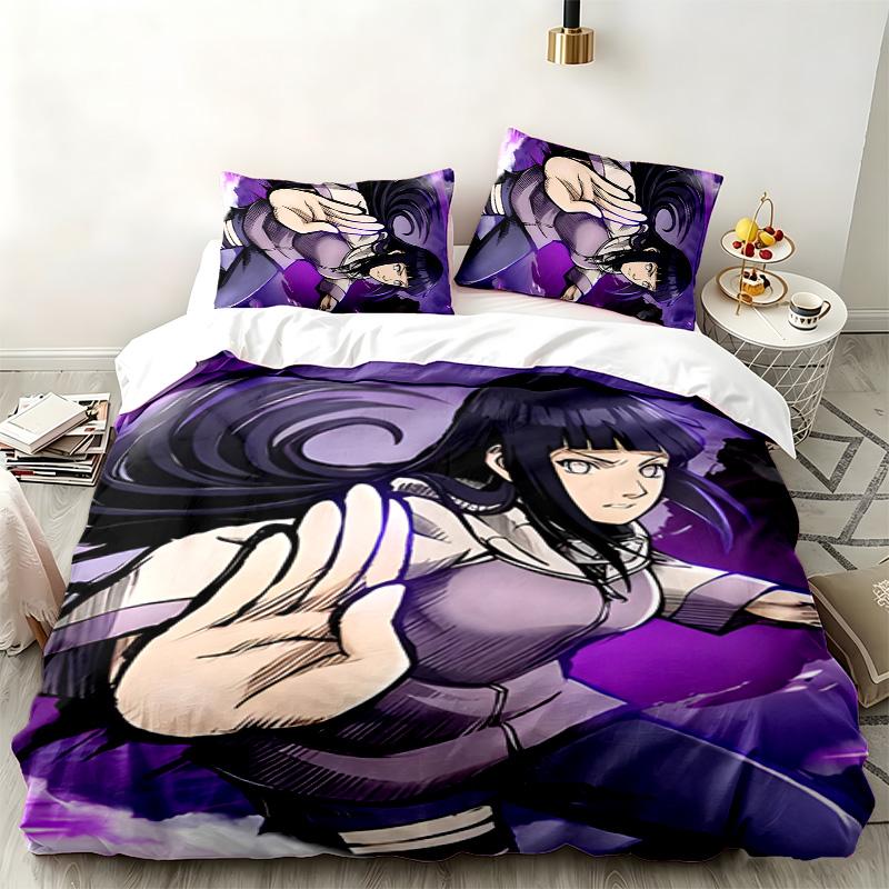 Hyuga Hinata 3pc Set Perfect for Bedroom Use Comfortable Bedding Set Includes a Duvet Cover and Two Pillowcases Ideal Birthday or Christmas Gift